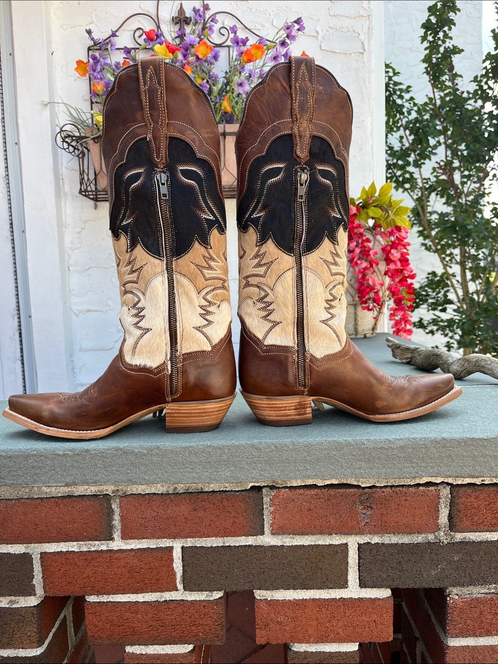 Dan Post “Dayla” Brown Black Tan Leather Fringe Western Heeled Boots Sz9 - Picture 3 of 13